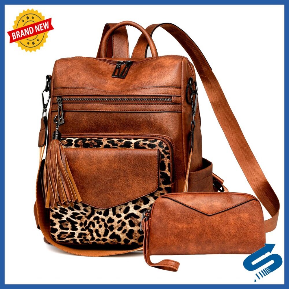 Convertible Backpack Purse Vegan Leather Multi-Pocket Travel Shoulder Bag